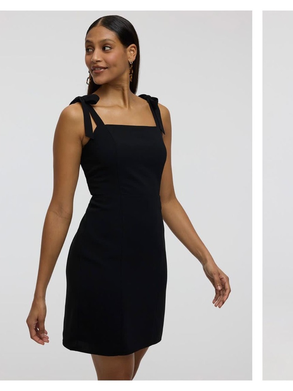 Reitmans Black Tie-Shoulder Mini Dress